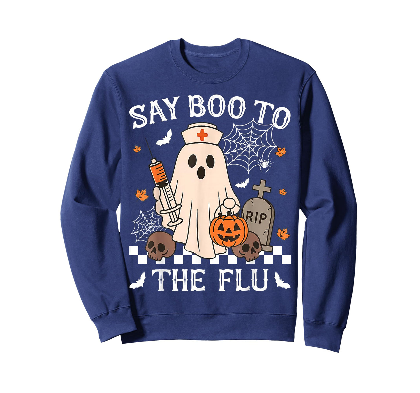 Retro Nurse Ghost Halloween Vaccine Say Boo to The Flu T-Shirt