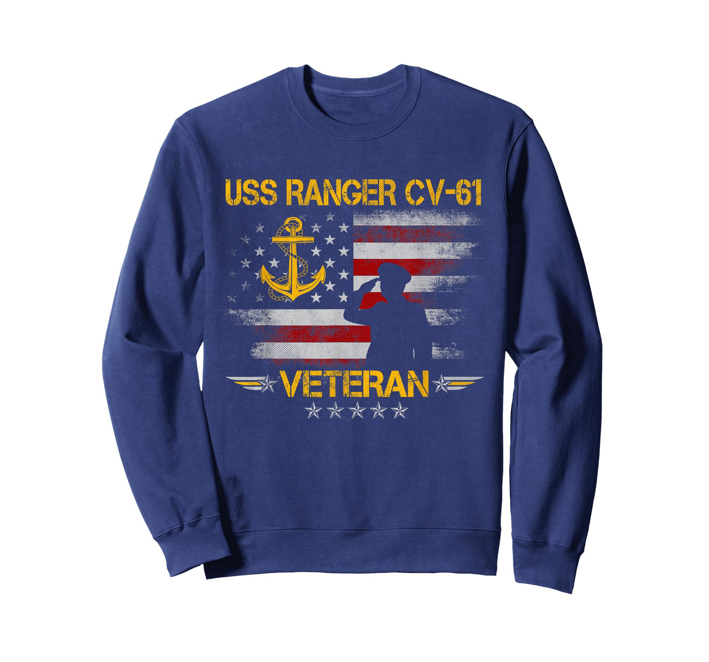 USS Ranger CV-61 Aircraft Carrier Veteran Flag Veterans Day T-Shirt