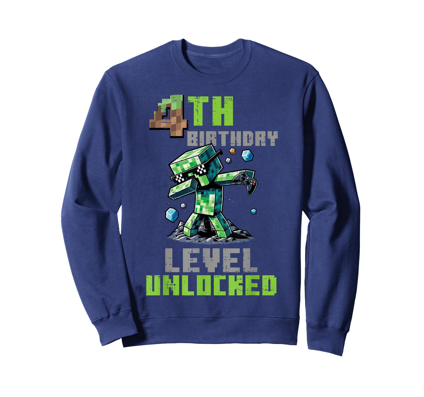 4th Birthday Level Unlocked Pixel Dab 4 Bday Gamer Boys Kids T-Shirt