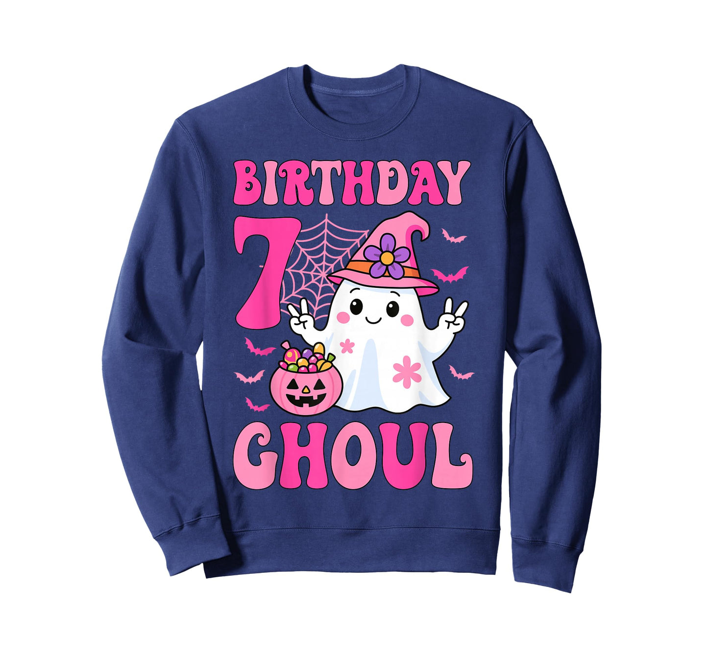 I'm 7 Years Old Girls Cute Ghost It's My 7th Birthday Ghoul T-Shirt