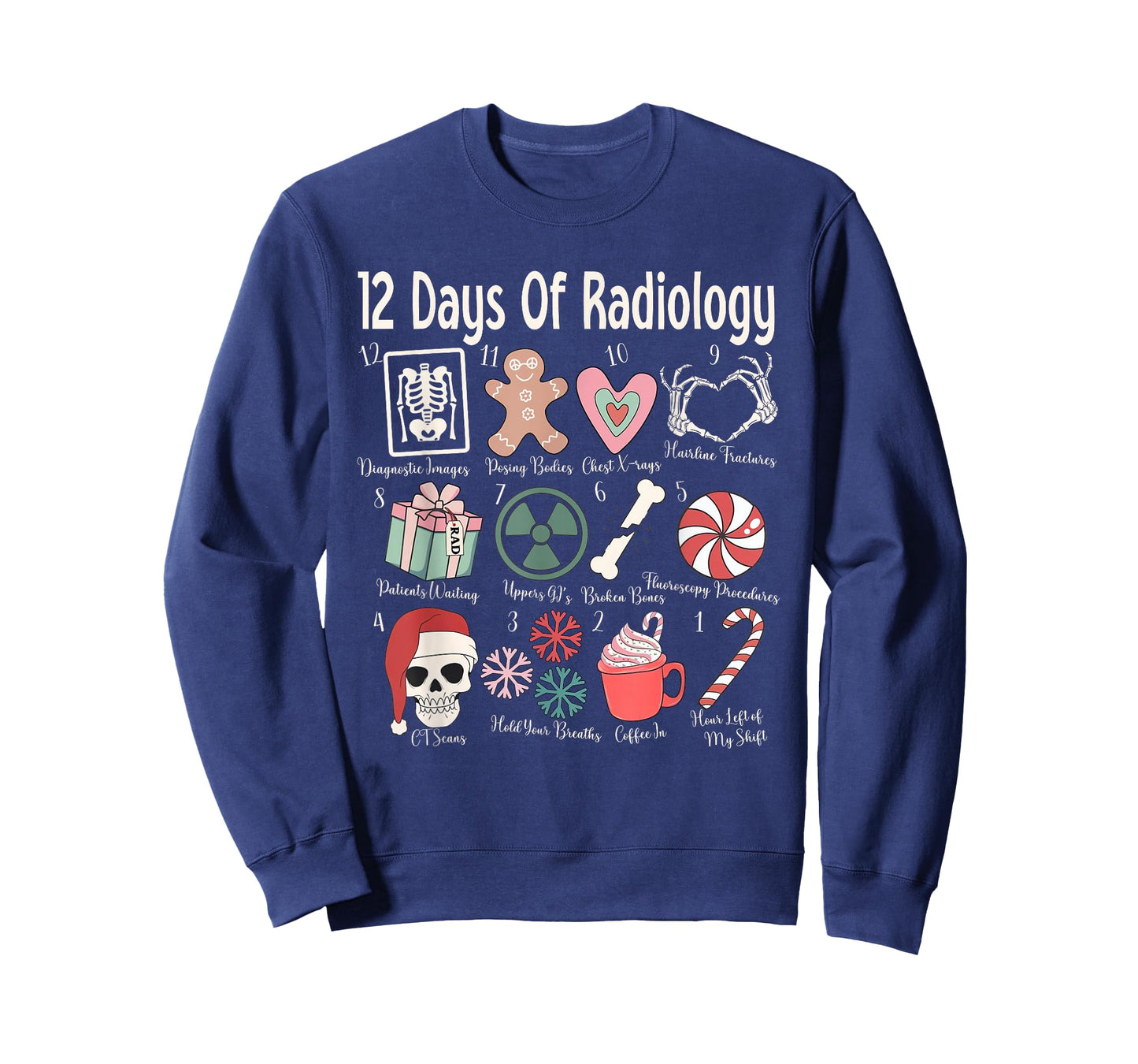 Funny 12 Days of Radiology Rad Tech Crews Merry Christmas T-Shirt