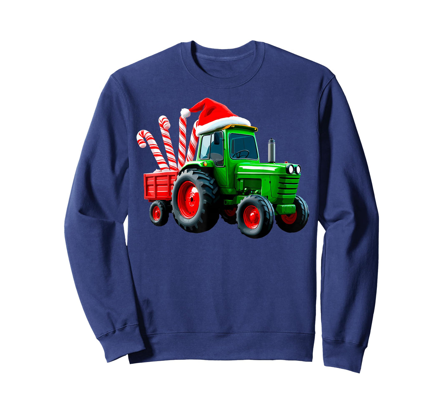 Tractor with Trailer Candy Cane Santa Farm Farmer Christmas T-Shirt