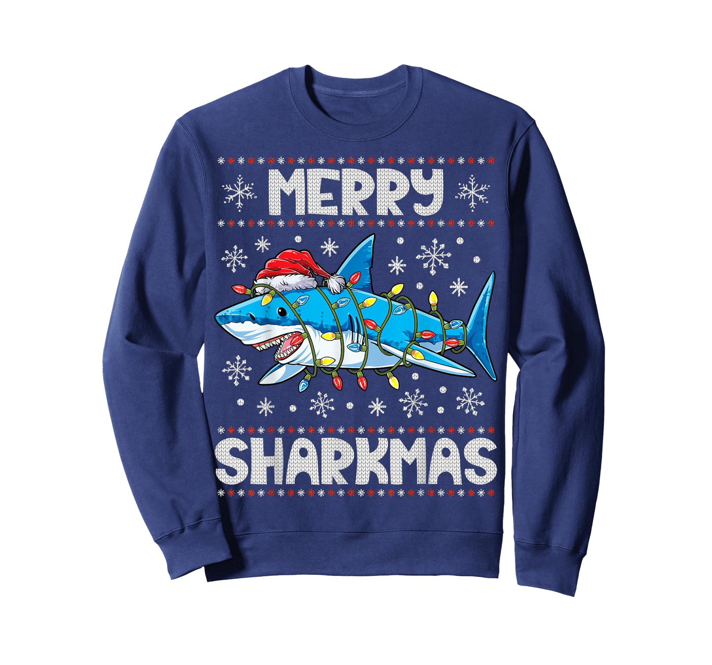 Merry Sharkmas Sharkmas Santa Ugly Christmas Lights Xmas T-Shirt