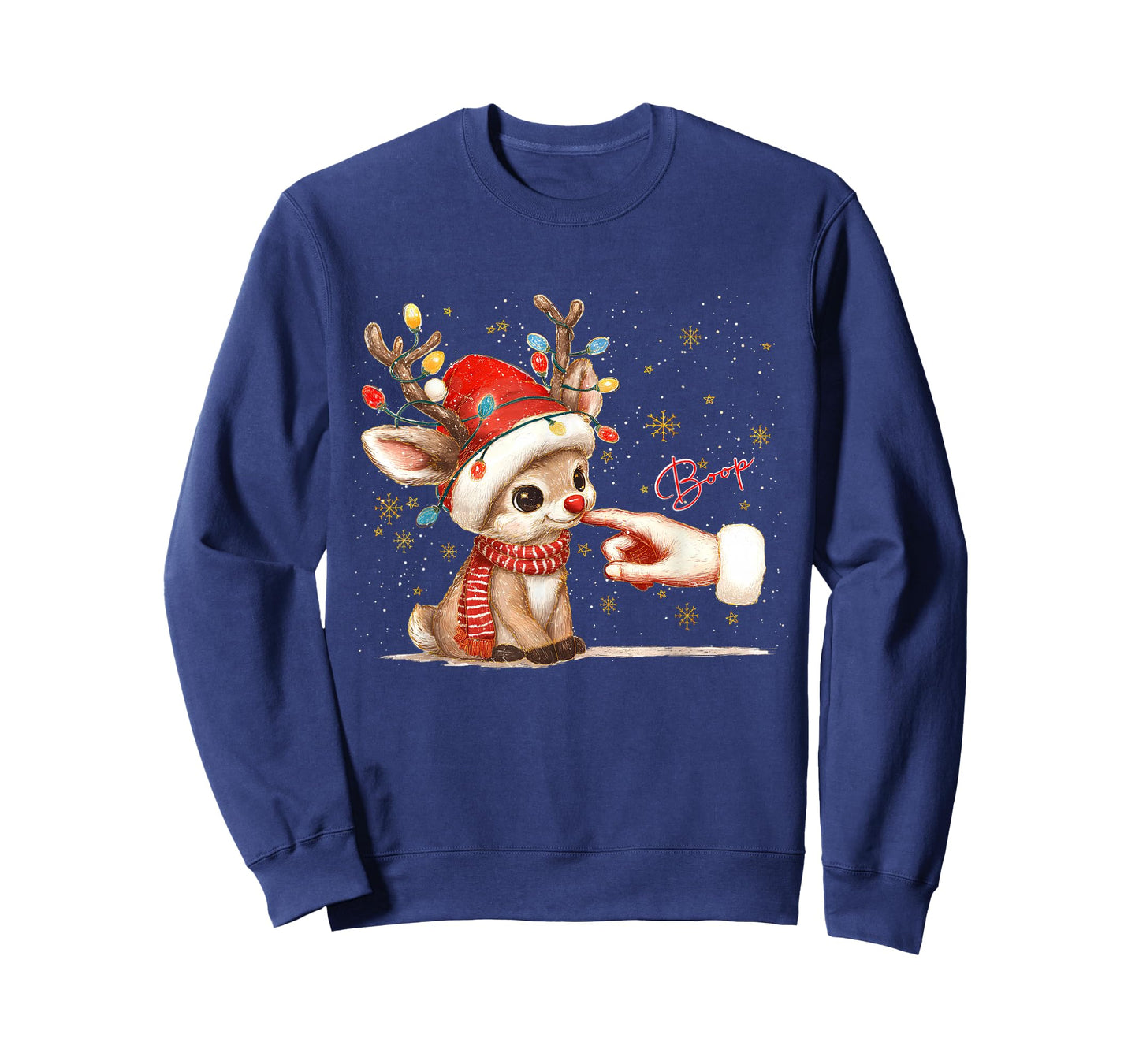 Hand Boop Christmas Santa and Reindeer Lover Baby Reindeer T-Shirt