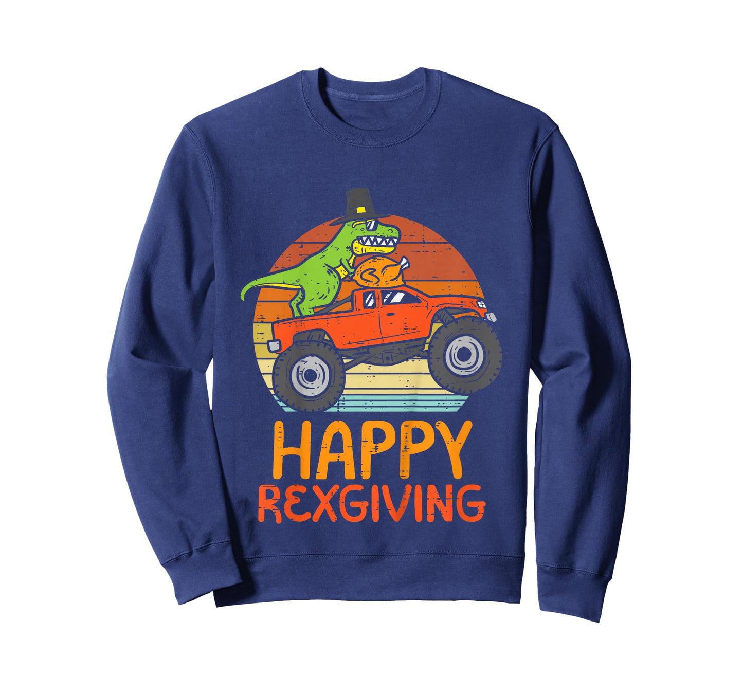 Kids Trex Monster Truck Happy Rexgiving Thanksgiving Boys Kids T-Shirt