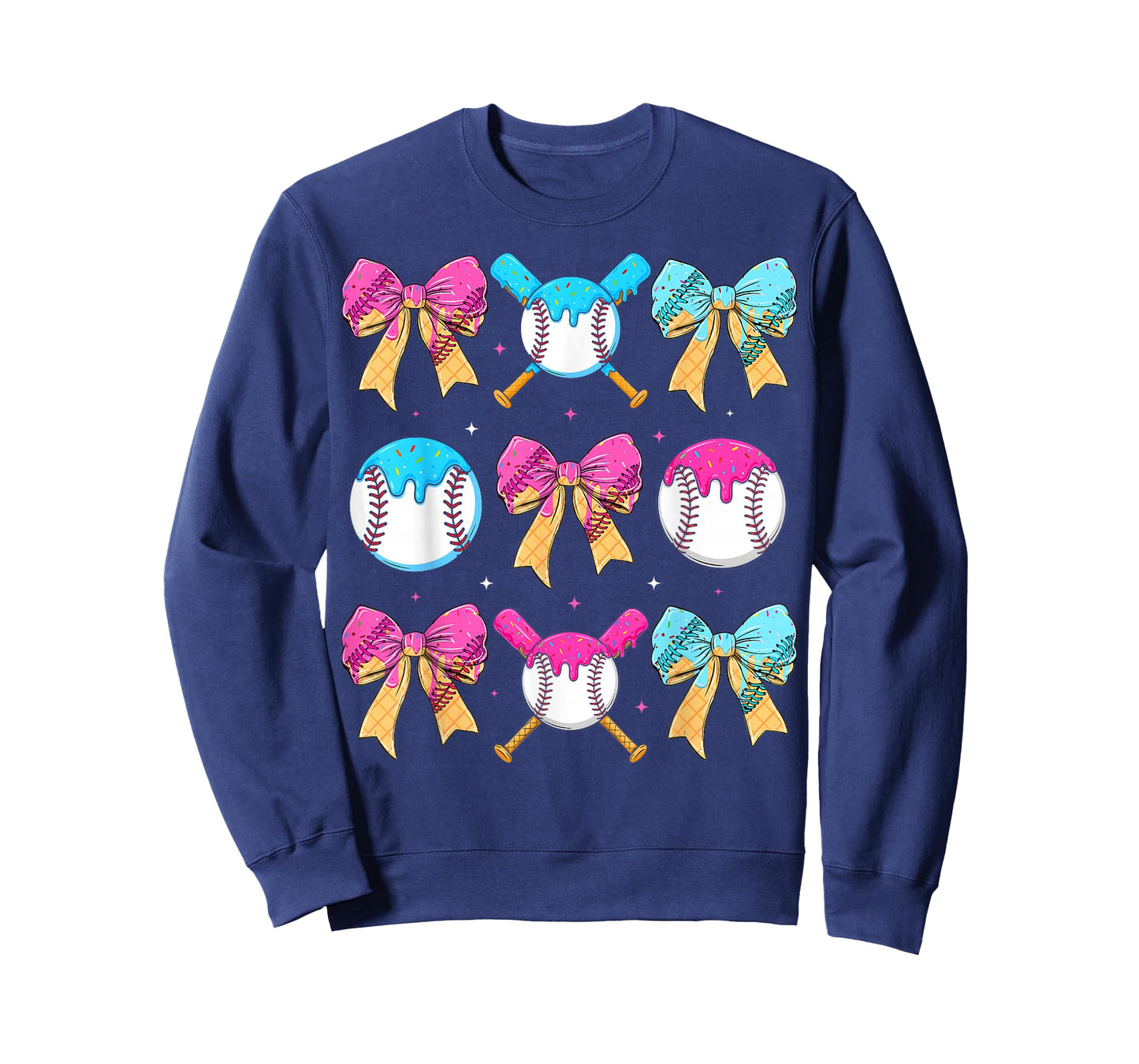 Baseball Sister Drip Bow Ice Cream Drip Girls Sprinkle Youth T-Shirt