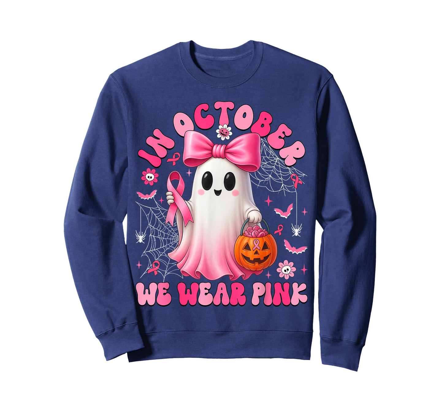 Breast Cancer Halloween Ghost In October We Wear Pink Women T-Shirt