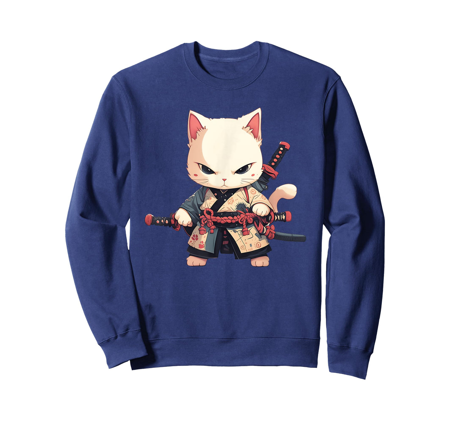Japanese Samurai Cat Kawaii Ninja Cat Neko Men Women Girls Kids T-Shirt