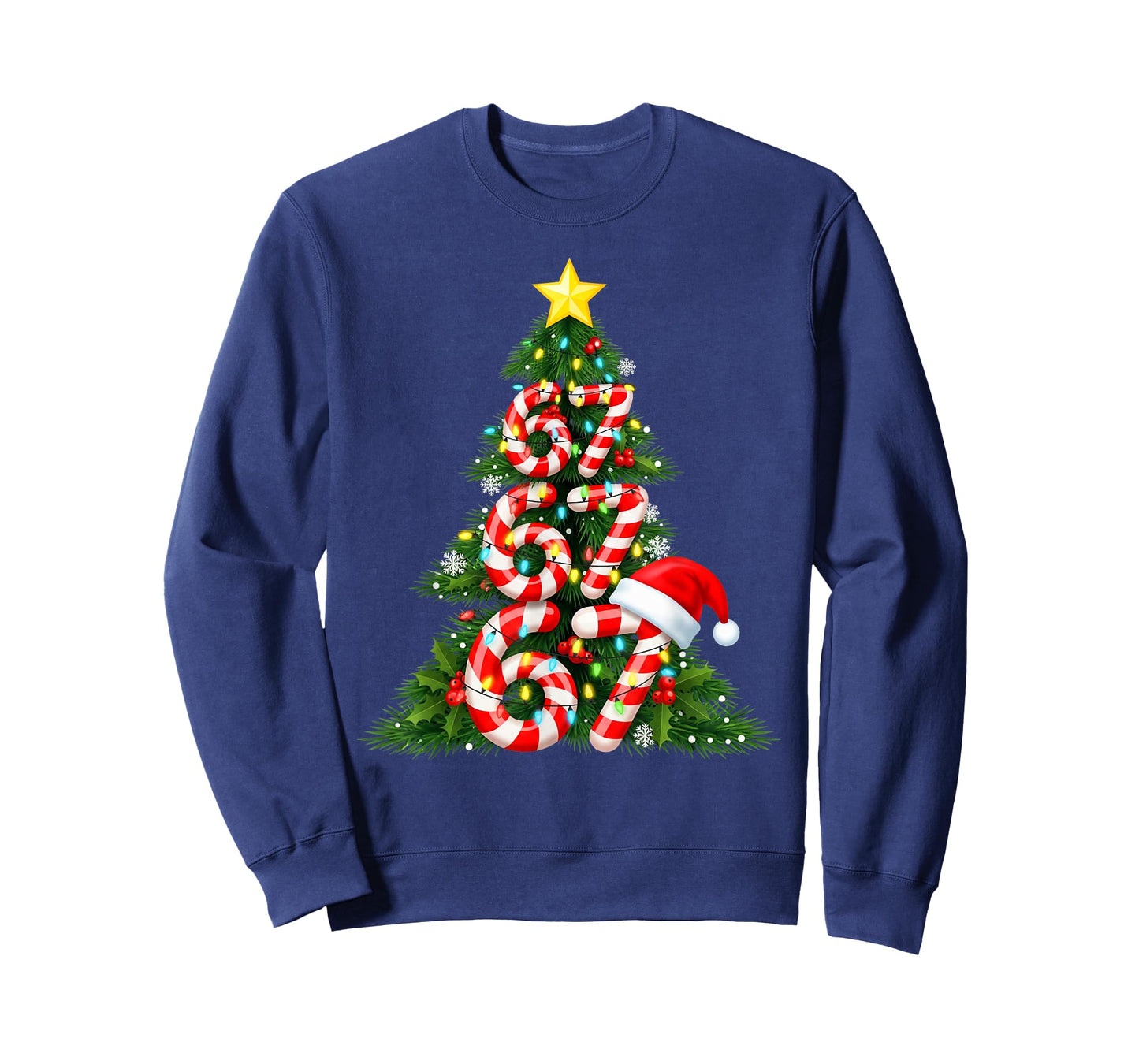 67 Christmas Tree Candy Cane Holiday Six Seven Meme Brainrot T-Shirt