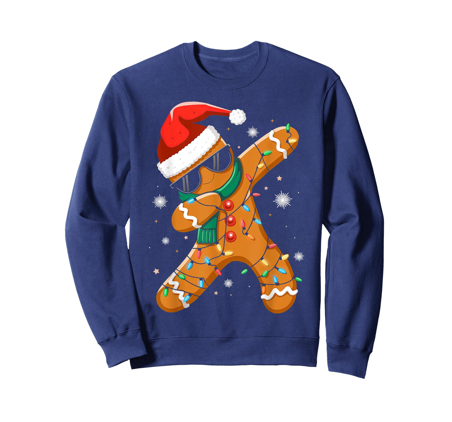 Dabbing Gingerbread Xmas Lights Boys Girls Kids Christmas T-Shirt
