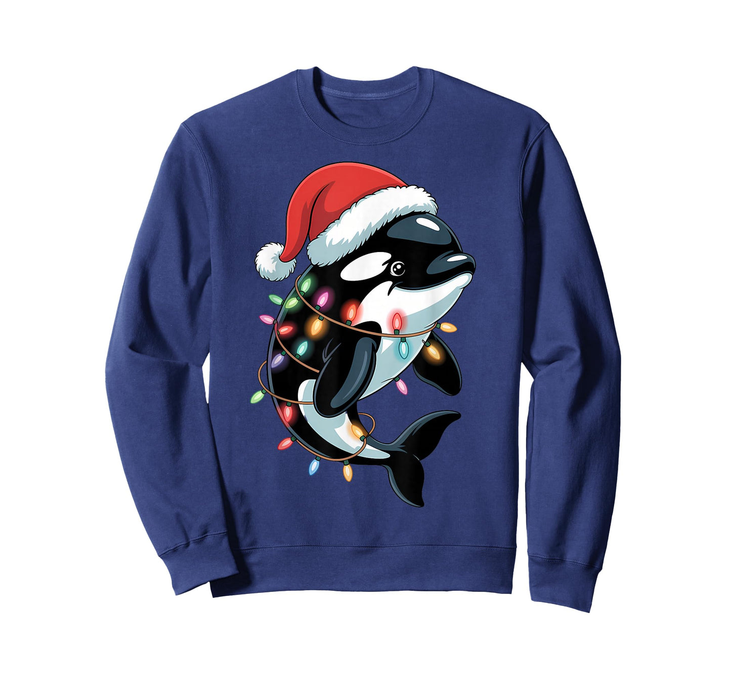 Santa Orca Killer Whale Christmas Tree Lights Boys Girls T-Shirt
