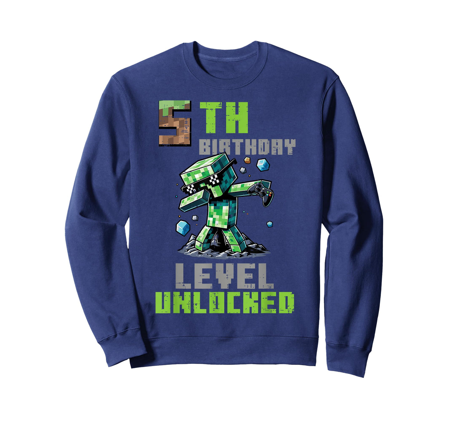5th Birthday Level Unlocked Pixel Dab 5 Bday Gamer Boys Kids T-Shirt