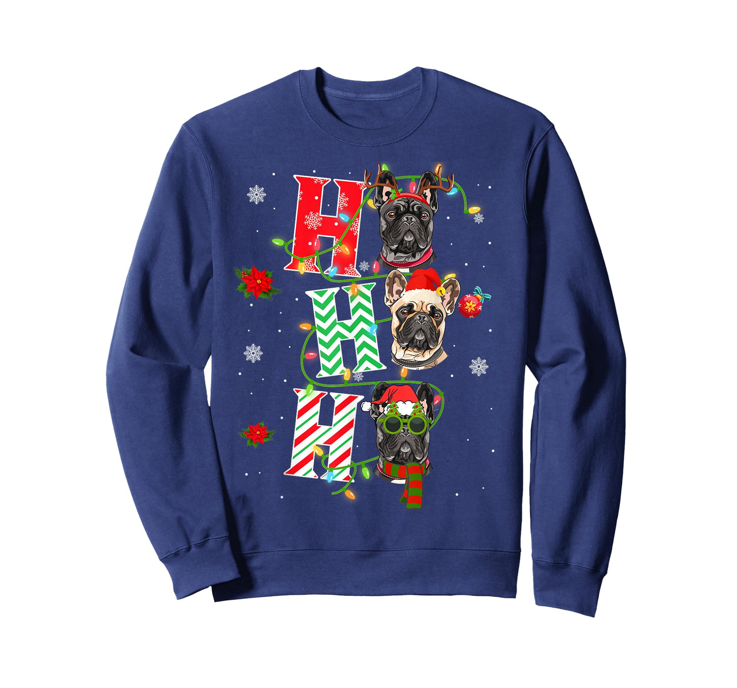 Christmas Ho Ho Ho French Bulldog Dog Funny Xmas Dog T-Shirt for Men Women Kids