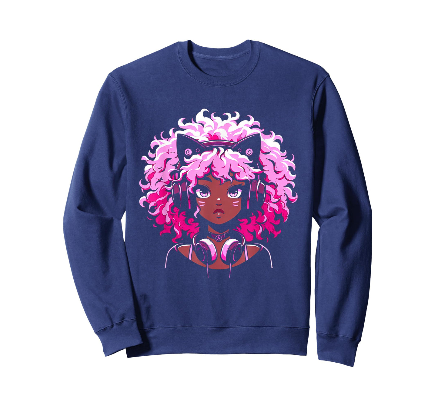 Anime and Music Black Girl Anime Merch Afro African American T-Shirt