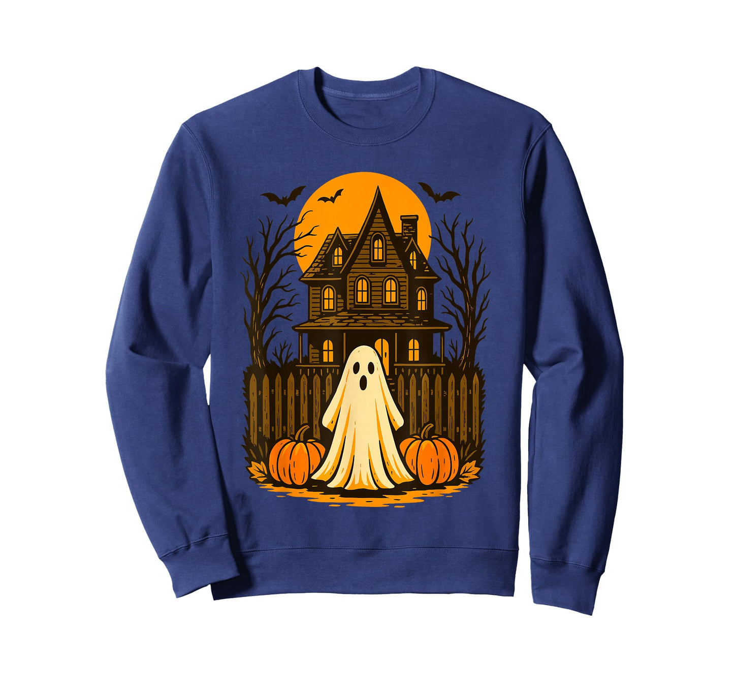 Vintage Ghost Boo Haunted House Halloween Design T-Shirt