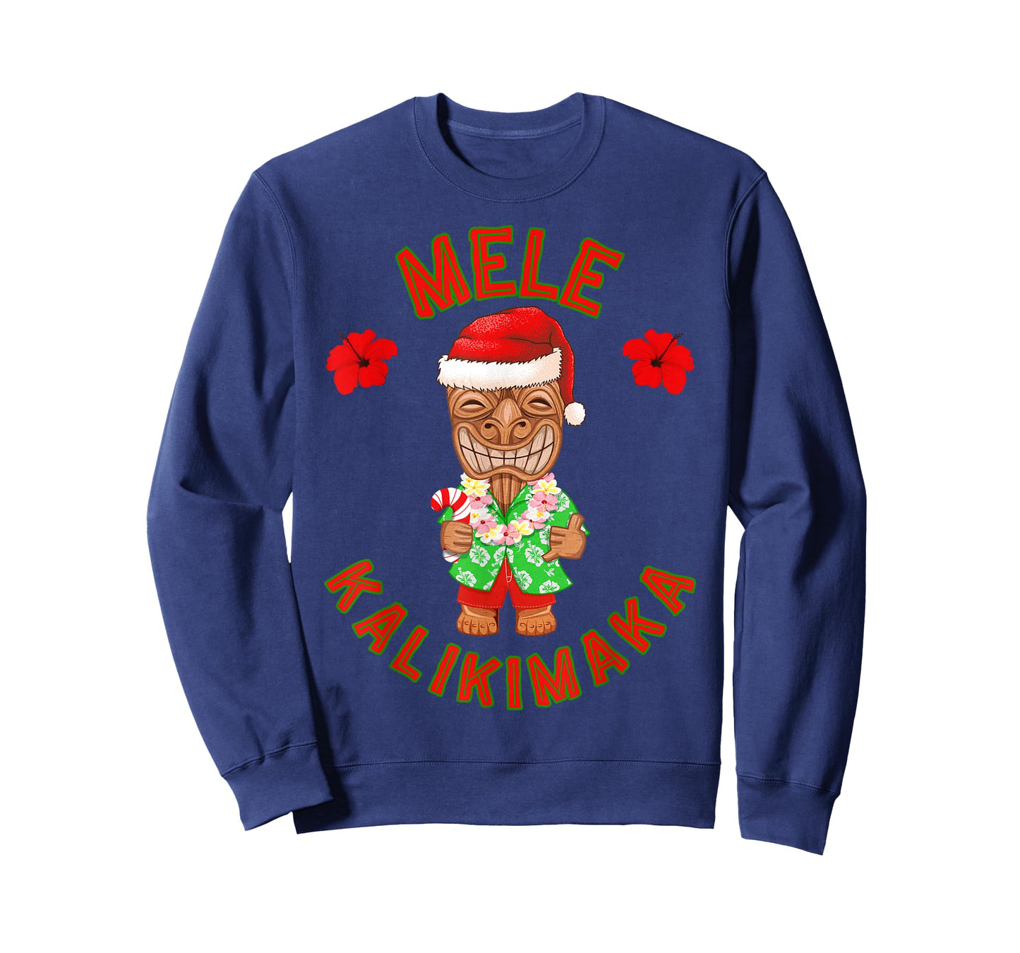 Funny Hawaiian Tiki Santa Merry Christmas Mele Kalikimaka T-Shirt