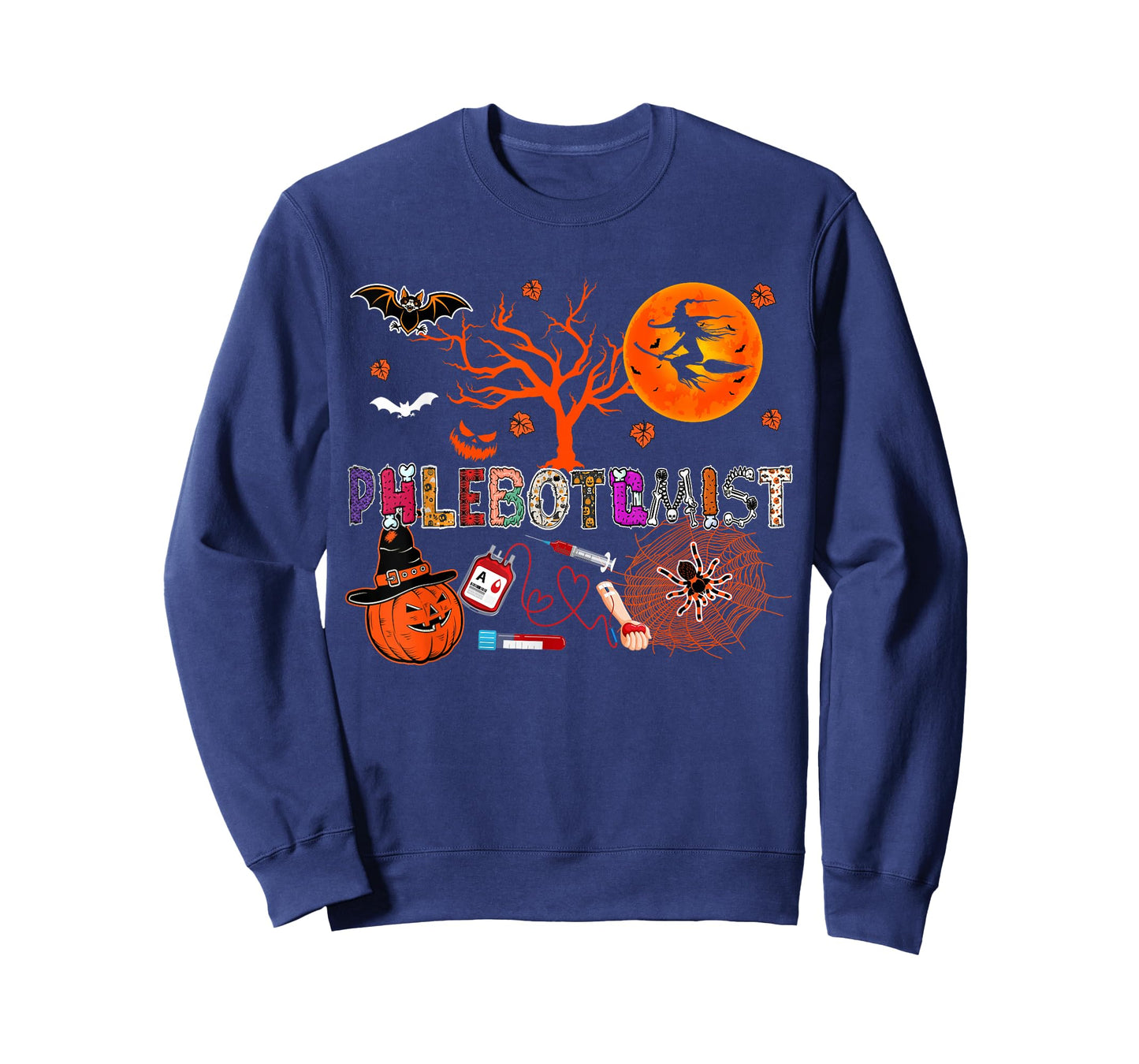 Phlebotomist Halloween Zombie Costume Skeleton Scary Pumpkin T-Shirt
