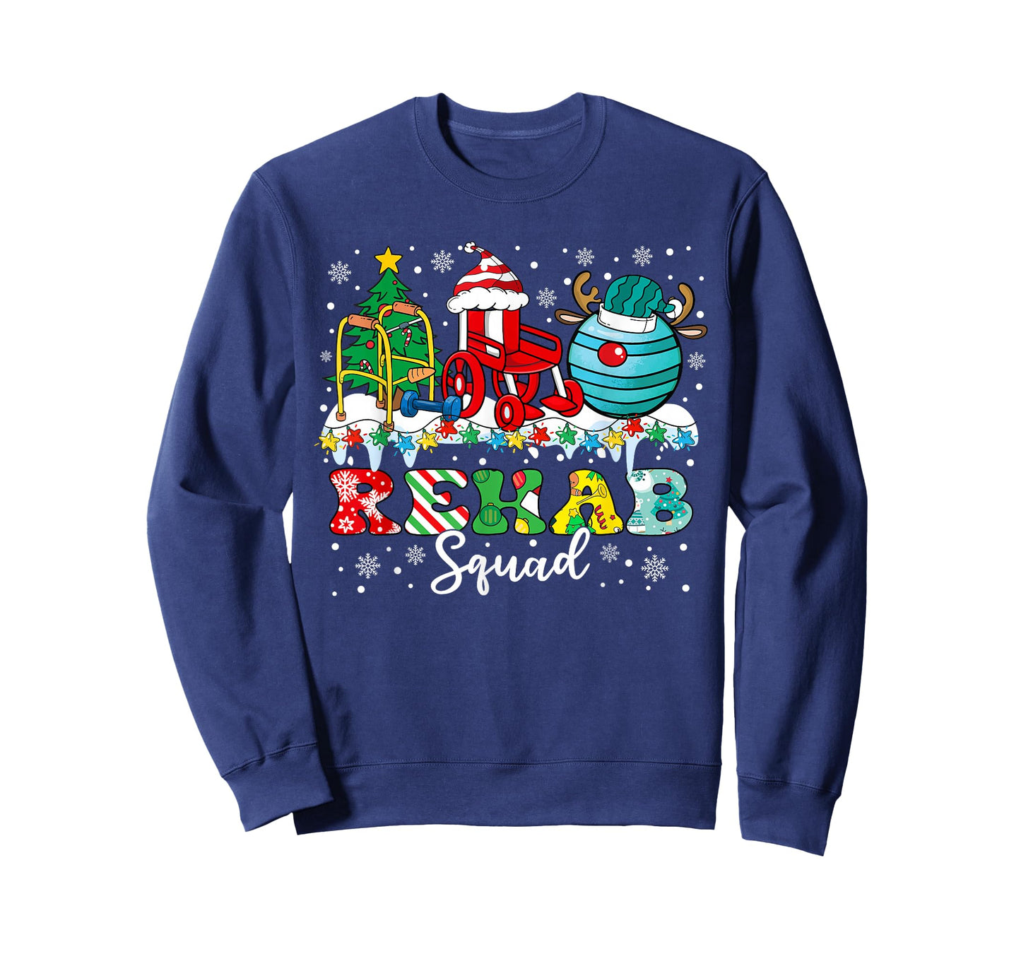 Rehab Squad Wheelchair Santa Reindeer Rehab Nurse Christmas T-Shirt