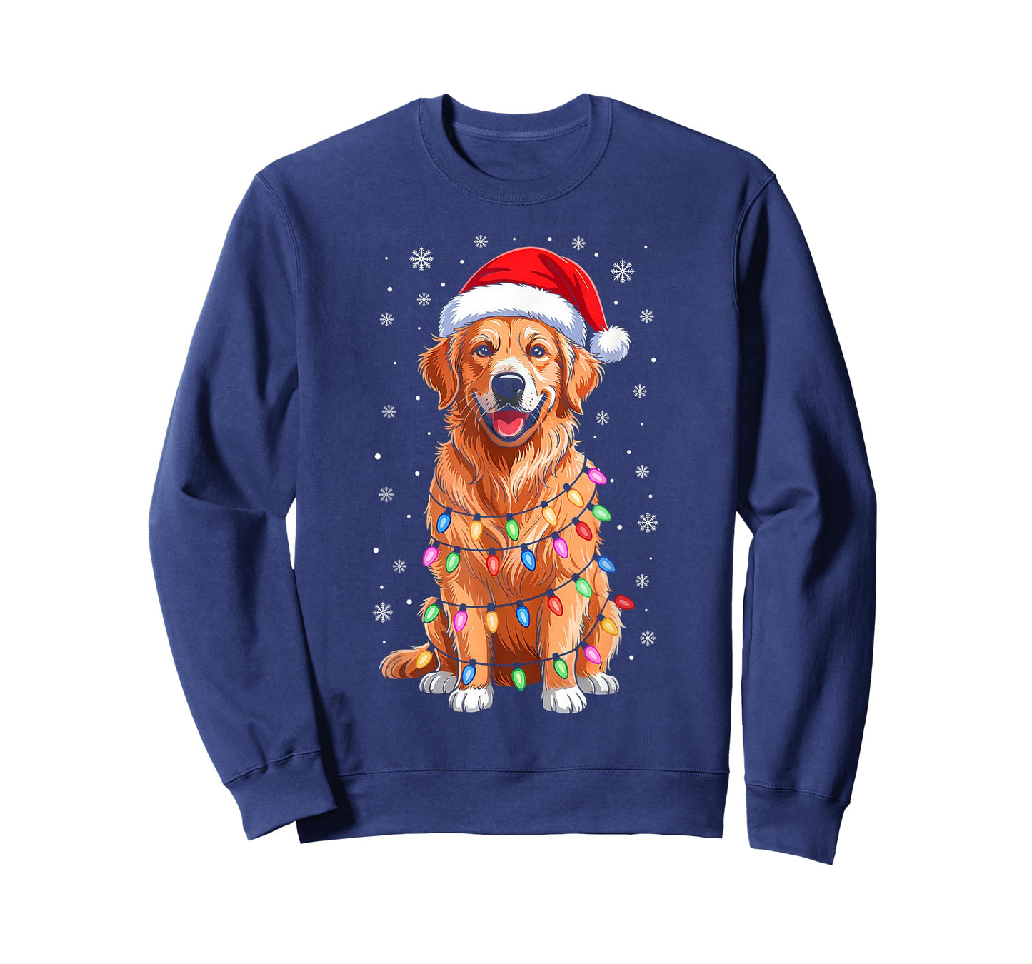 Golden Retriever Christmas Lights Santa Xmas Family Matching T-Shirt