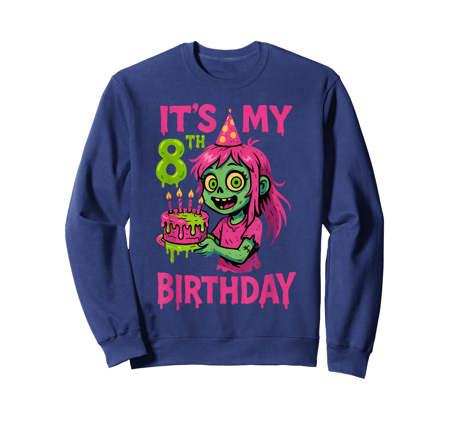 It's My 8th Birthday Zombie Girl Pink Zombie 8 Year Old Kids T-Shirt
