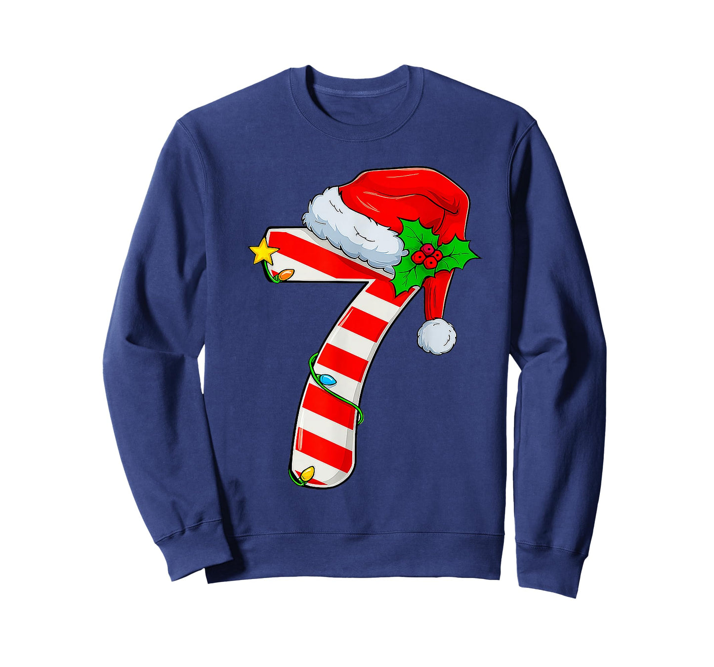 Fun Six Seven 6 7 Meme Candy Cane Lights Santa Christmas T-Shirt