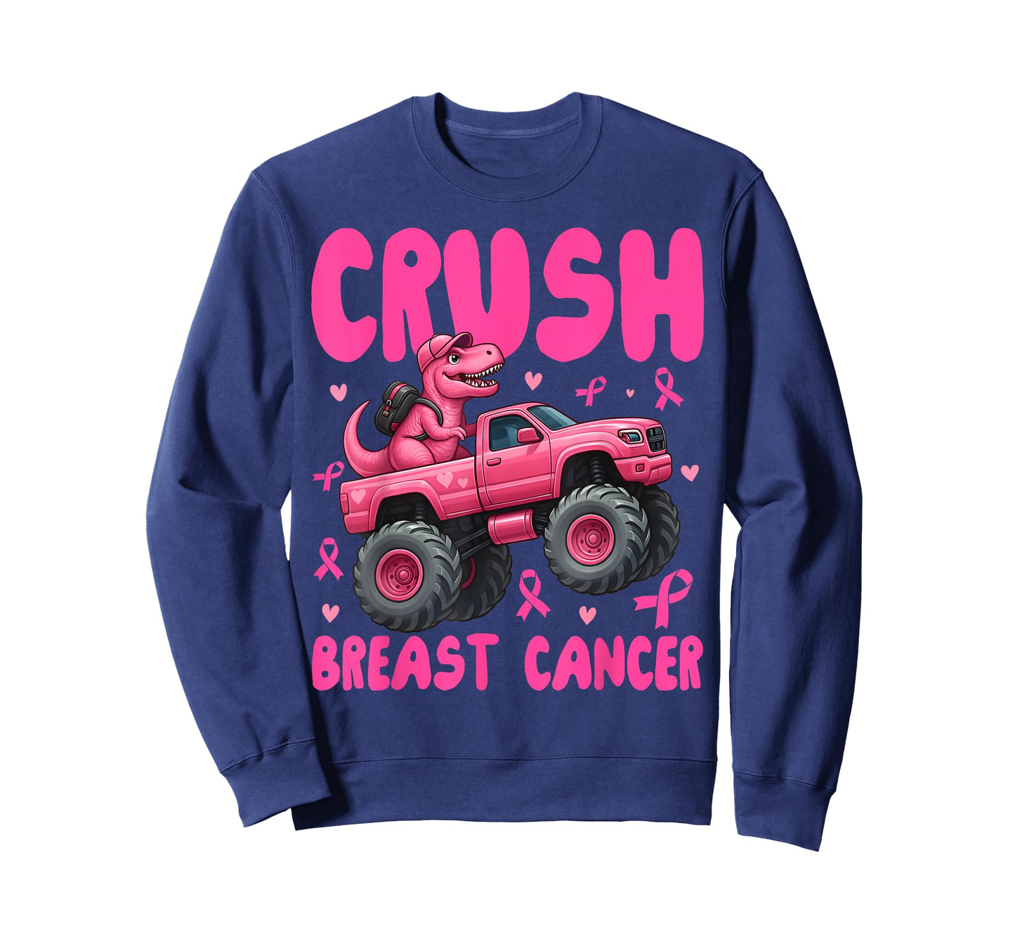 Crush Breast Cancer Awareness Monster Truck Toddler Boy Kids T-Shirt