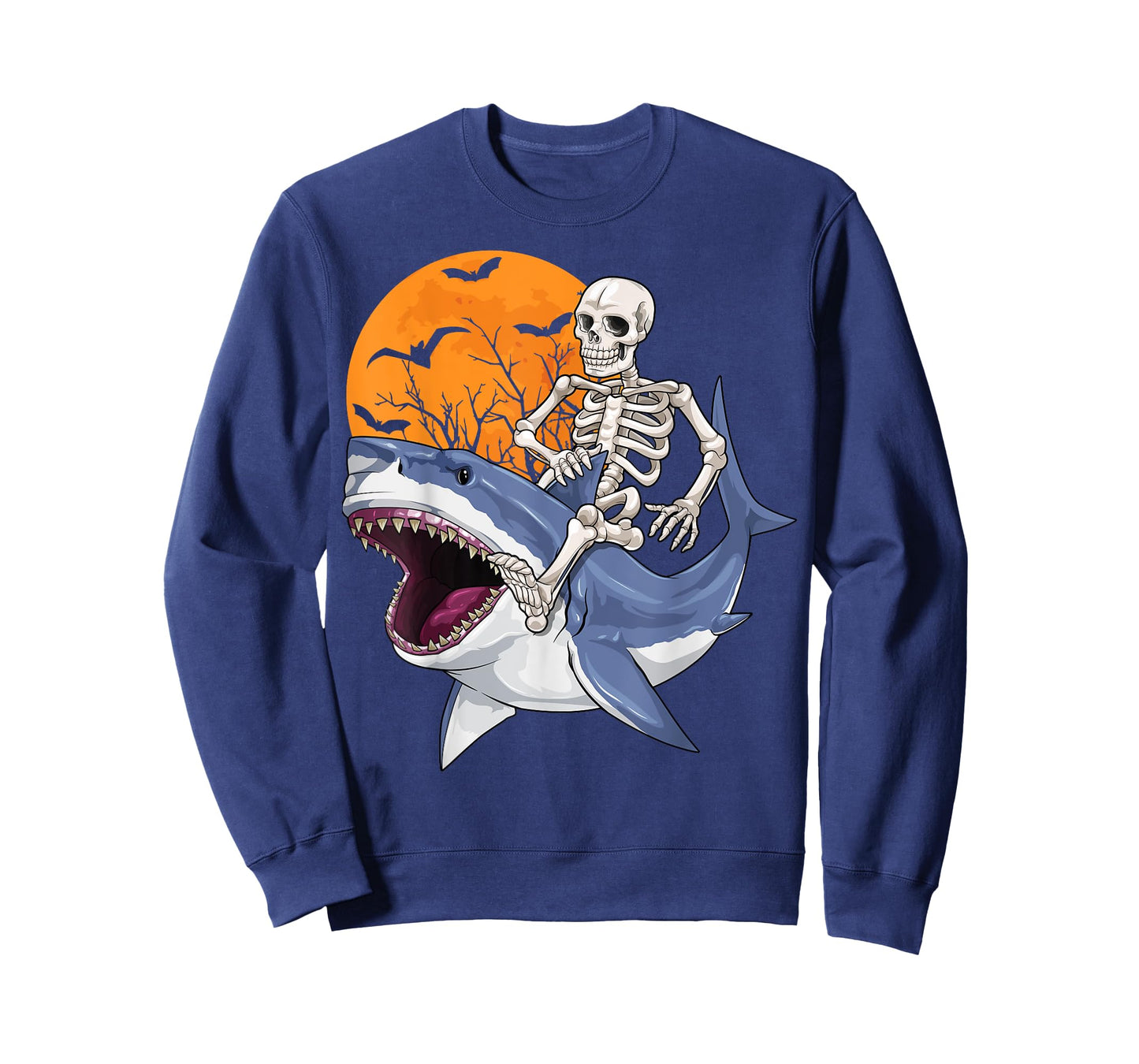 Skeleton Riding Shark Funny Halloween Costume Boys Kids T-Shirt