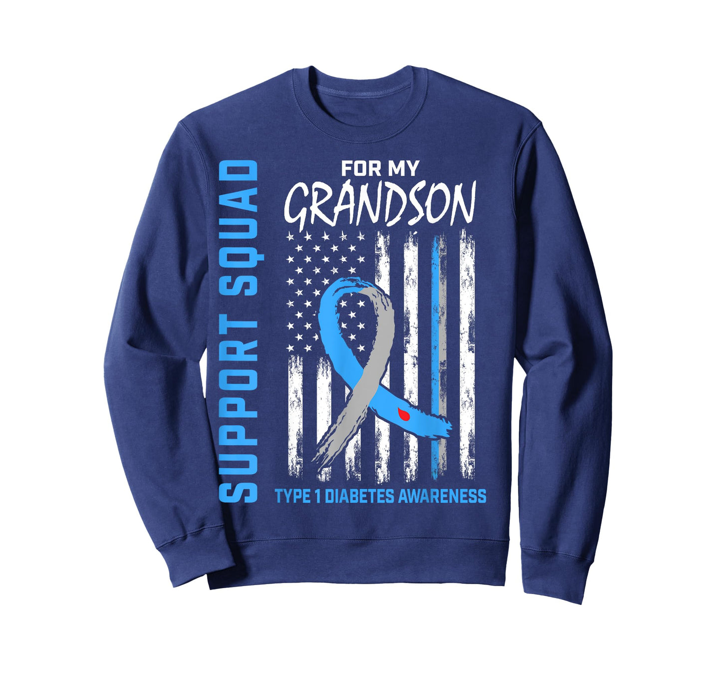 Type One Diabetes Awareness Shirt Grandson Support T1D Flag T-Shirt