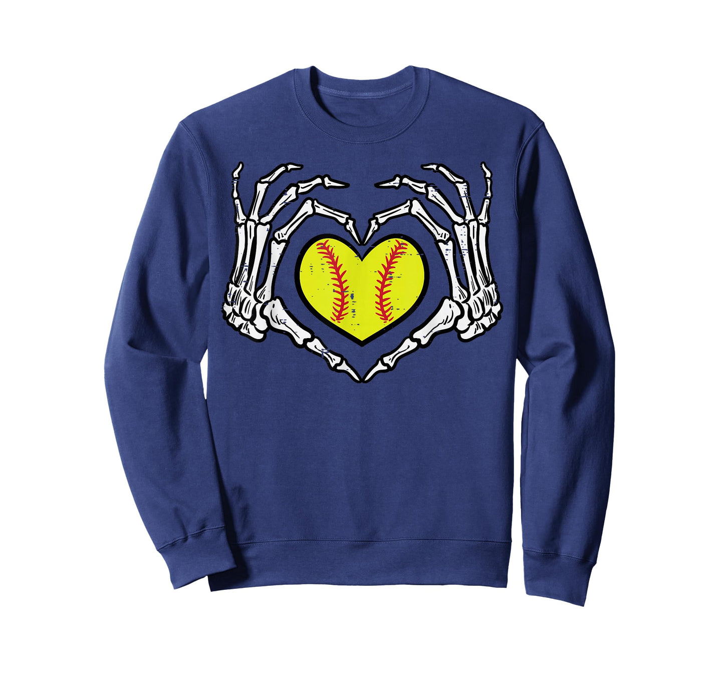 Halloween Softball Heart Skeleton Hands Costume Women Girls T-Shirt