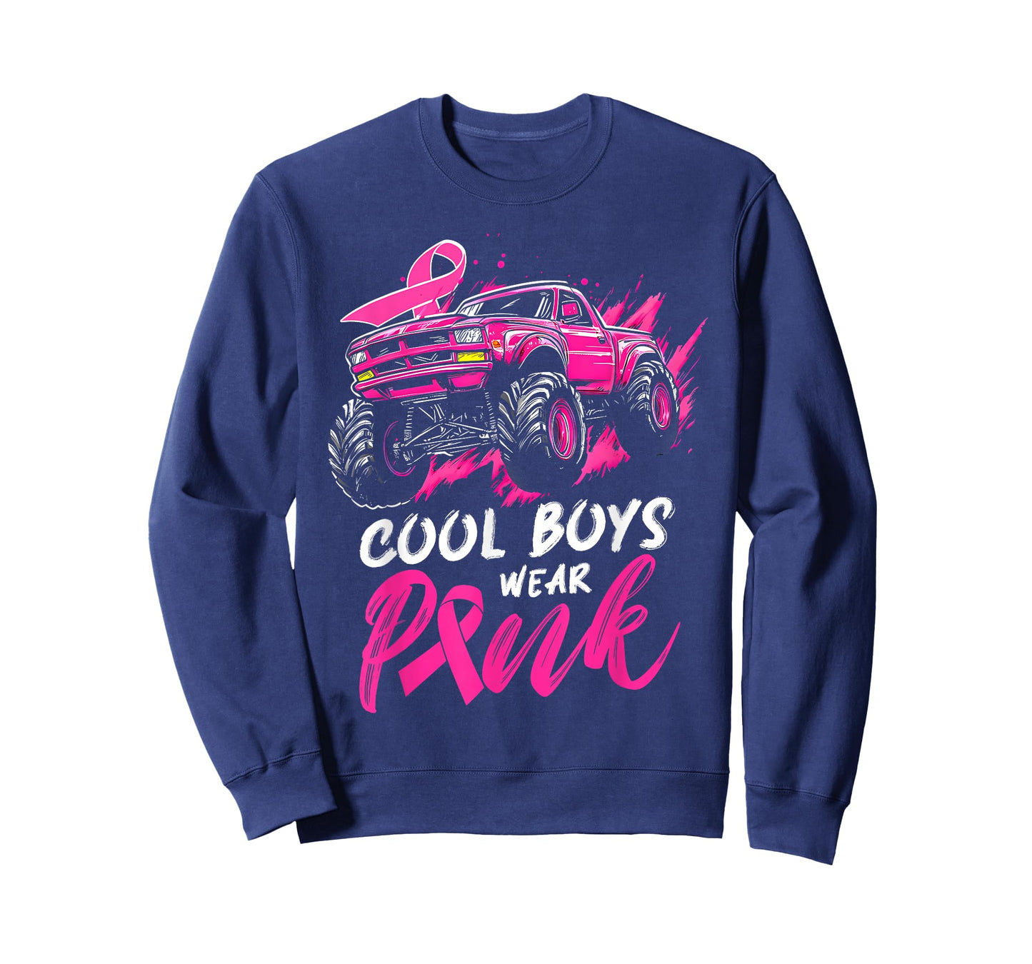 Monster Truck Breast Cancer Awareness Cool Boys Wear Pink T-Shirt