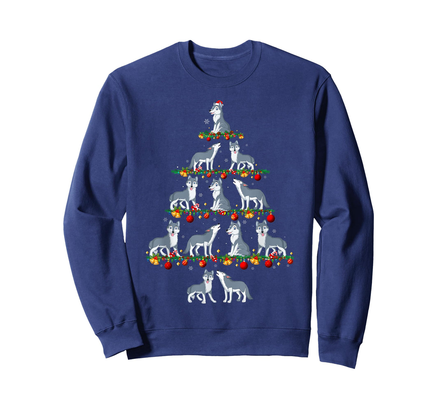 Family Pajama Sets Christmas Matching Wolf Xmas Tree T-Shirt