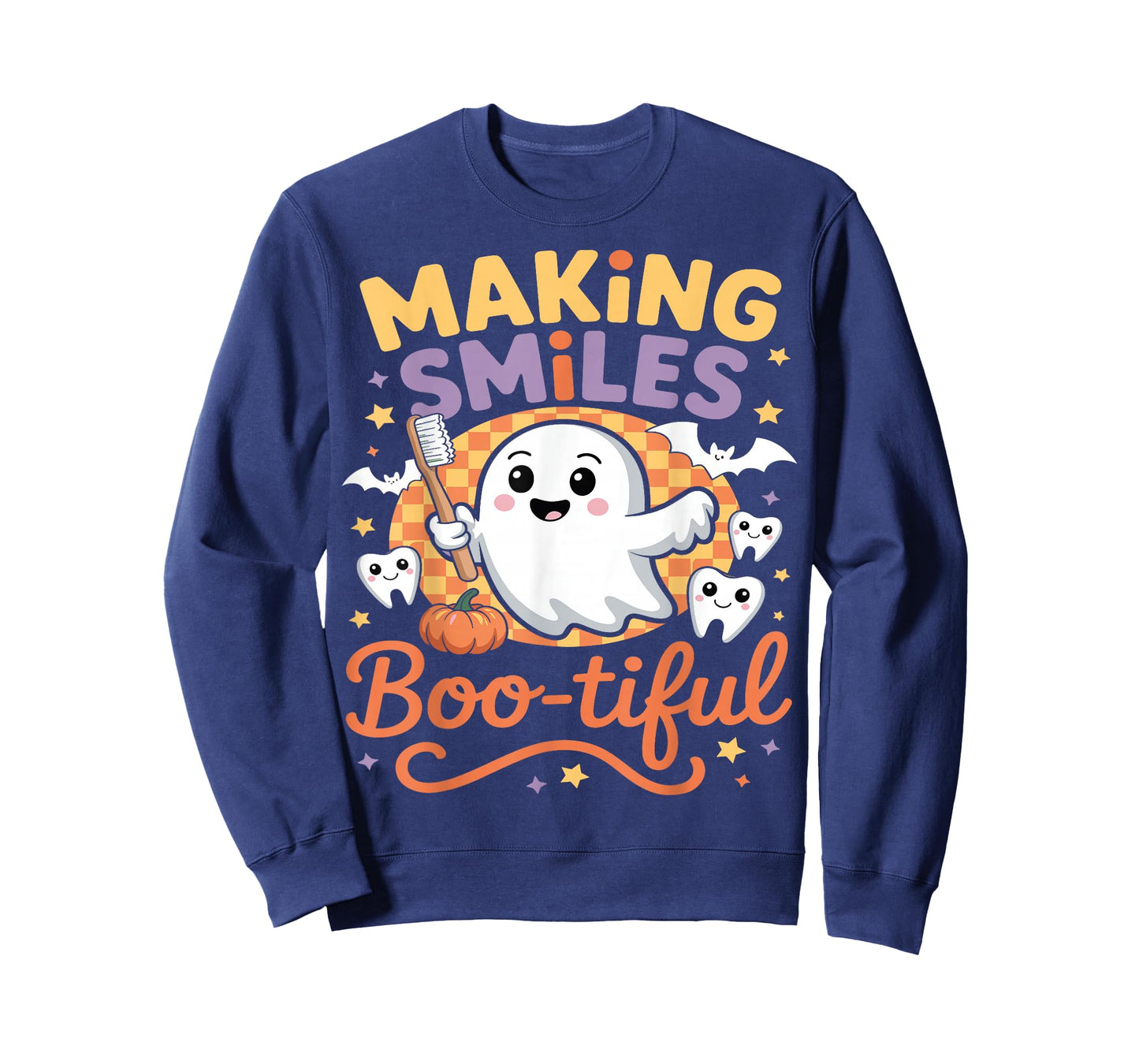 Making Smiles Bootiful Halloween Ghosts Funny Dentist Crew T-Shirt