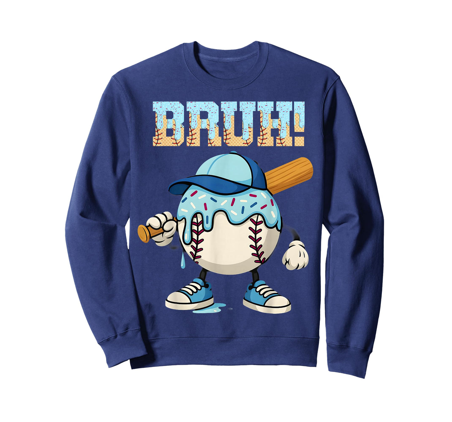 Bruh Ice Cream Baseball Drip Boys Bruh Meme For Son Grandson T-Shirt