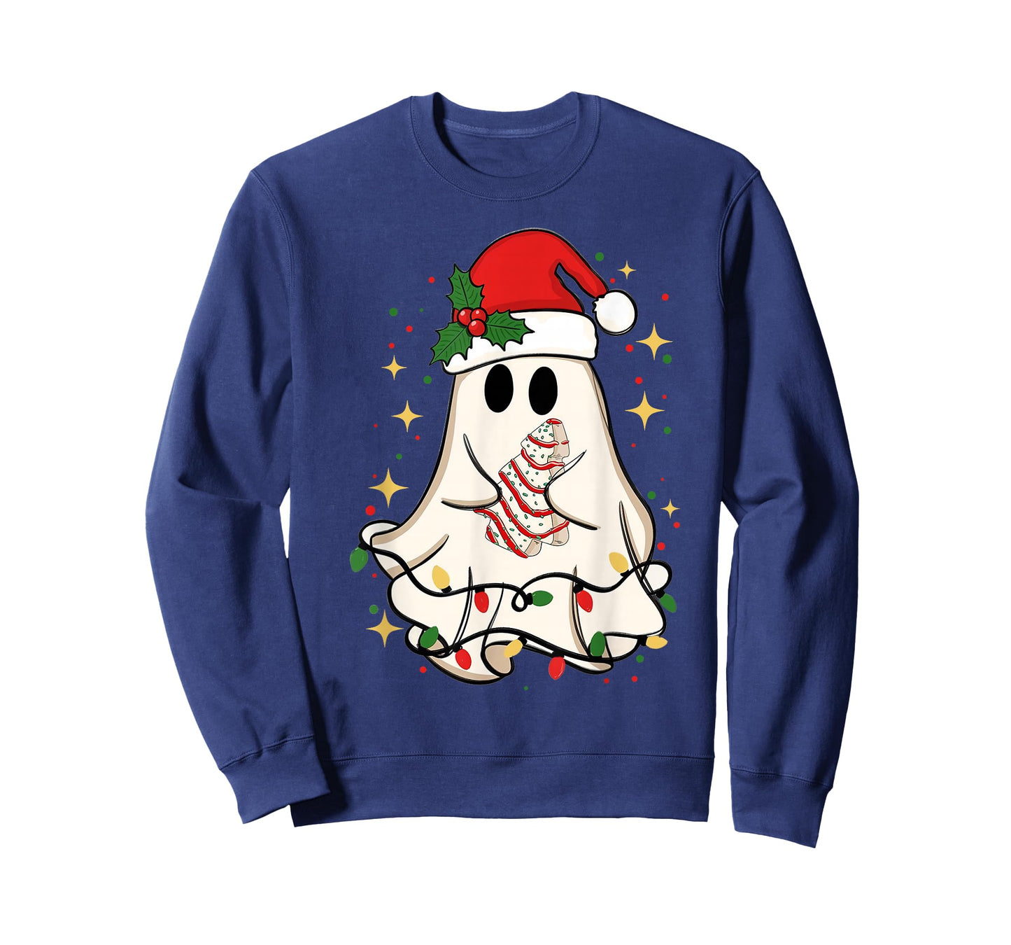 Ghost Christmas Tree Santa Spooky Spirit with Santa Hat T-Shirt