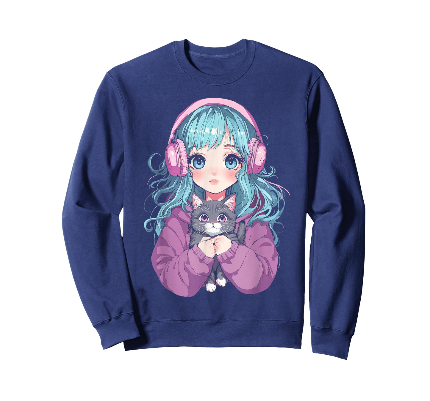 Anime Girl Cat Japanese Kawaii Teens Girls T-Shirt