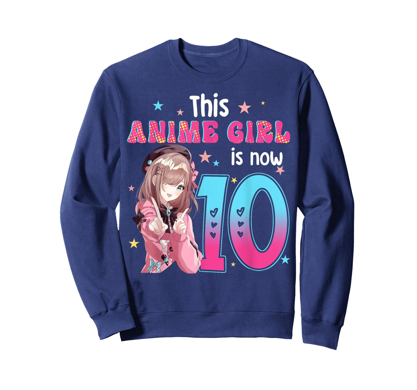 10 Years Old Girl Kawaii Gifts Anime Girl 10th Birthday Kids T-Shirt