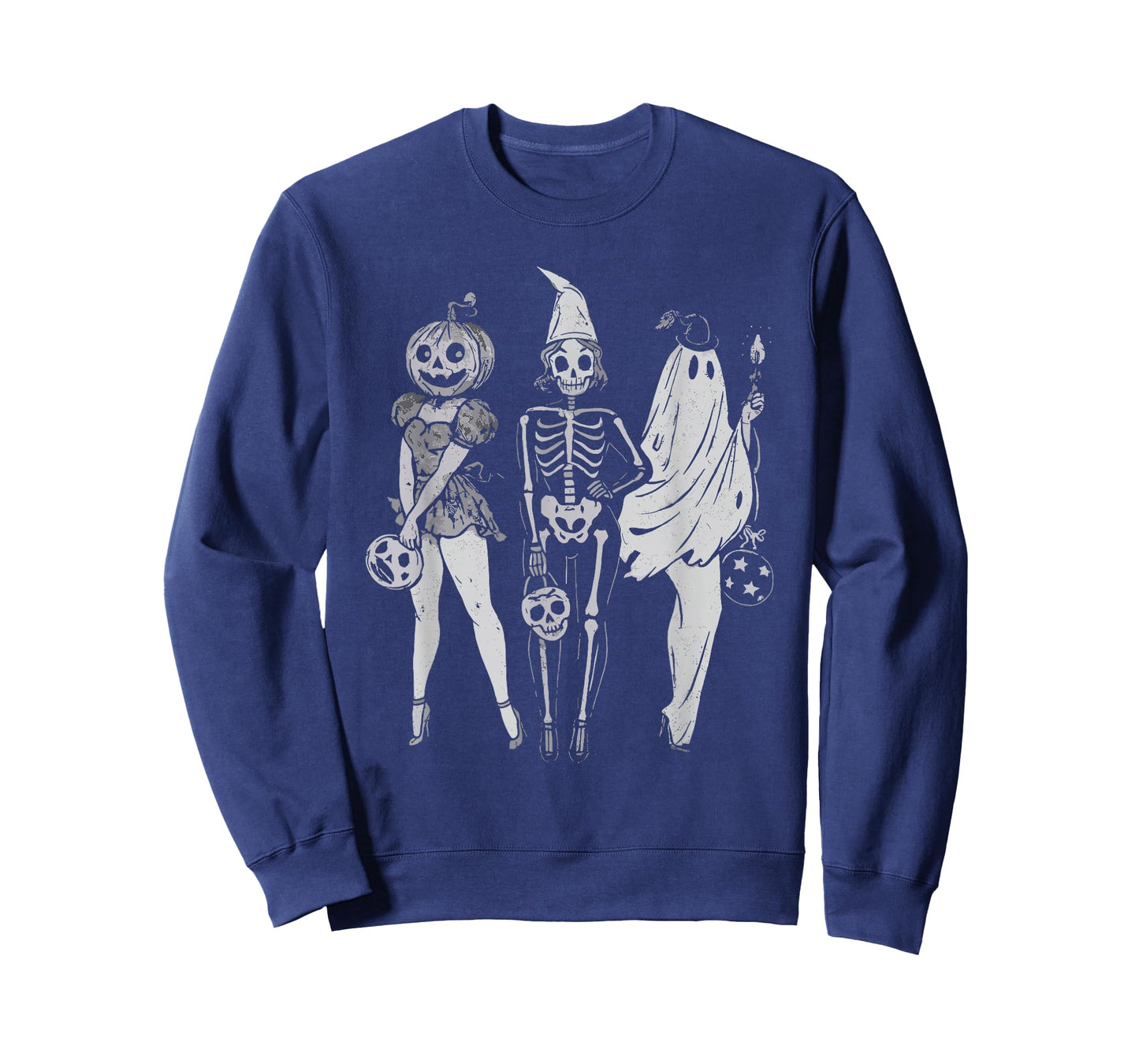 Skeleton Ghost Pumpkin Halloween Spooky Girls Squad Women's T-Shirt