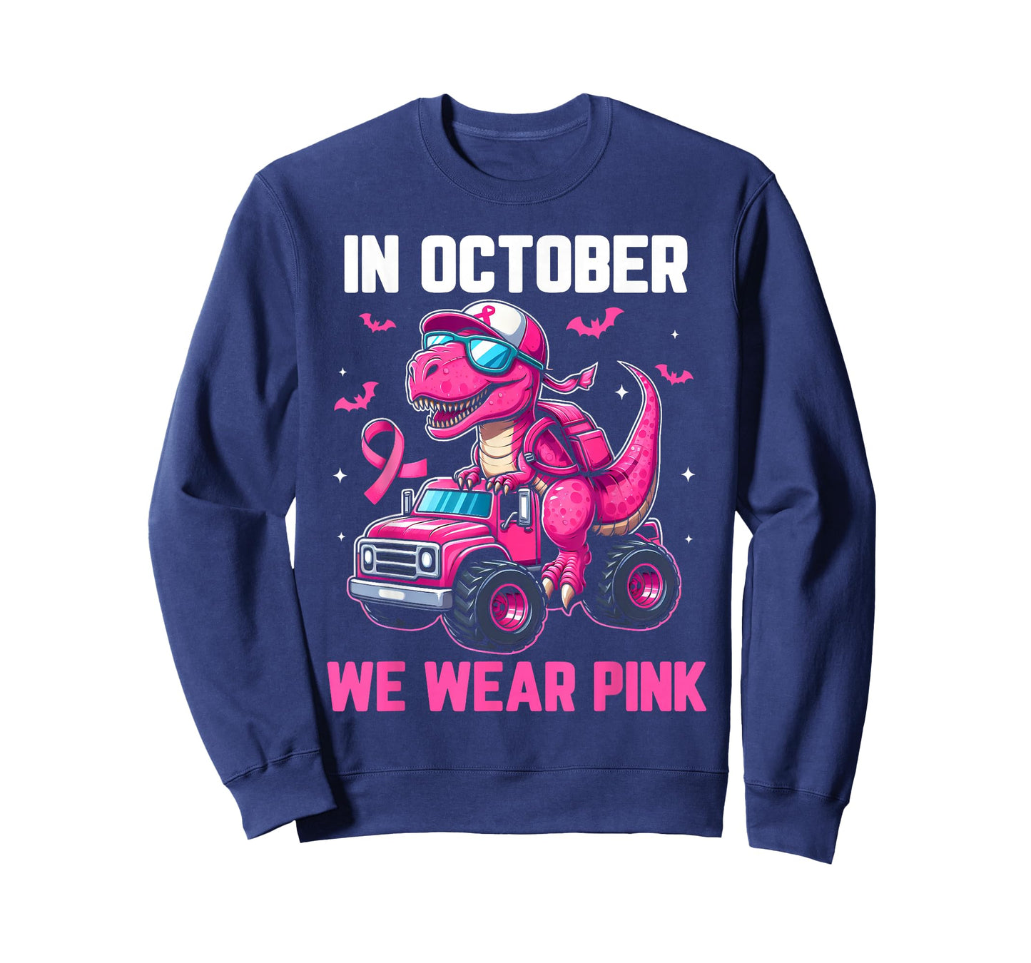In October We Wear Pink Dino Trex Boys Toddler Breast Cancer T-Shirt