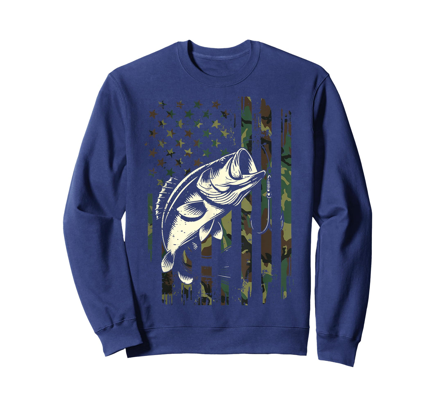 Fishing Camo American Flag Fisherman Patriot Women Men Kids T-Shirt