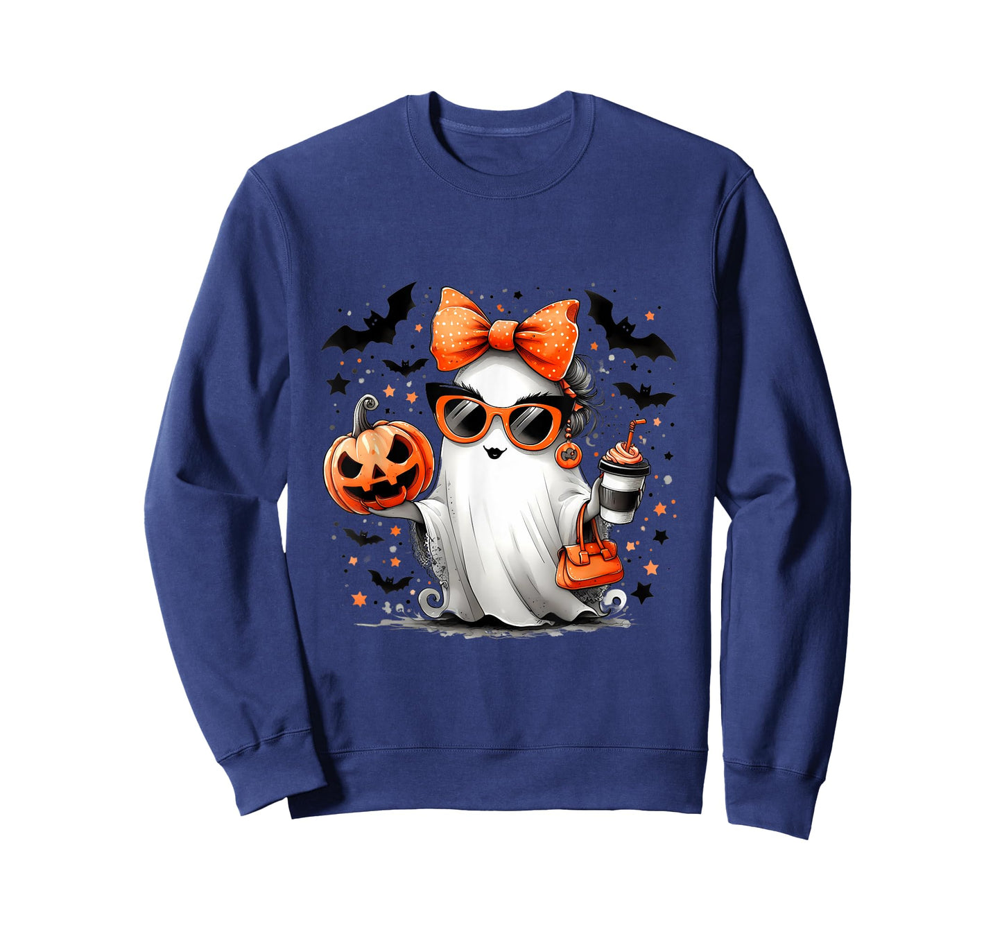 Cute Ghost Halloween Diva Cartoon Sunglasses Handbag T-Shirt