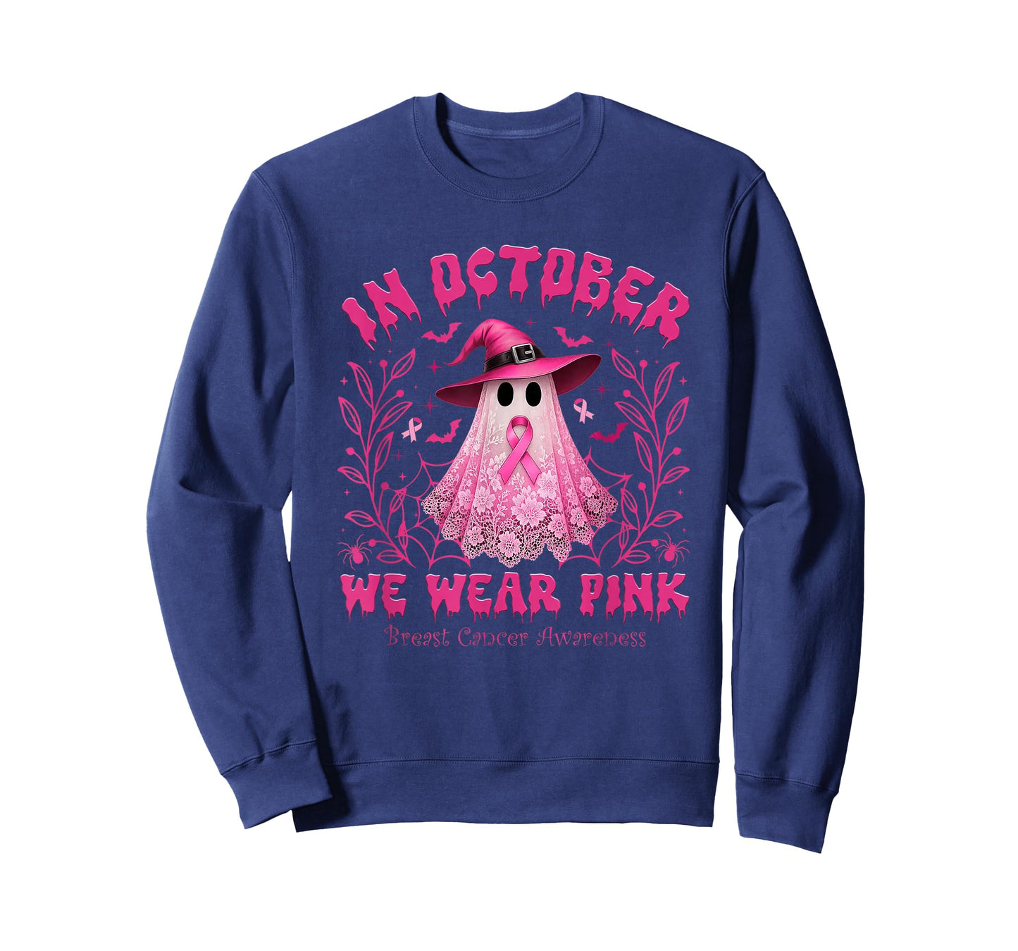 in October We Wear Pink Breast Cancer Awareness Halloween T-Shirt