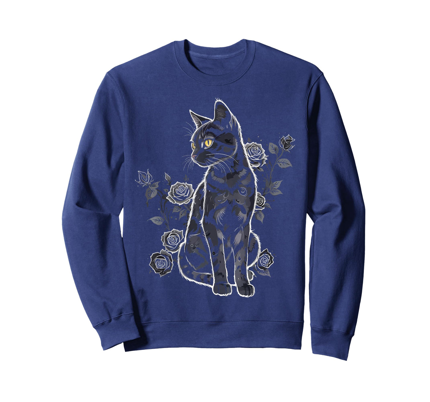 Black Roses Alt Aesthetic Nu Goth Teen Goth Cat T-Shirt