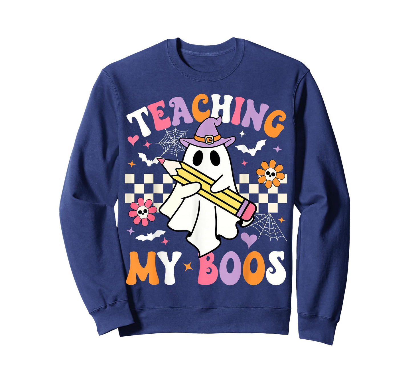Teaching My Boos Ghost Teacher Cute Groovy Halloween Teacher T-Shirt