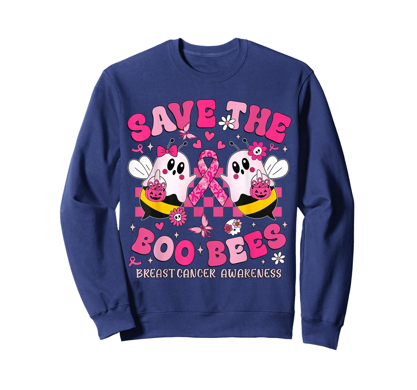 Save The Boo Ghost Bees Breast Cancer Awareness Women Girls T-Shirt