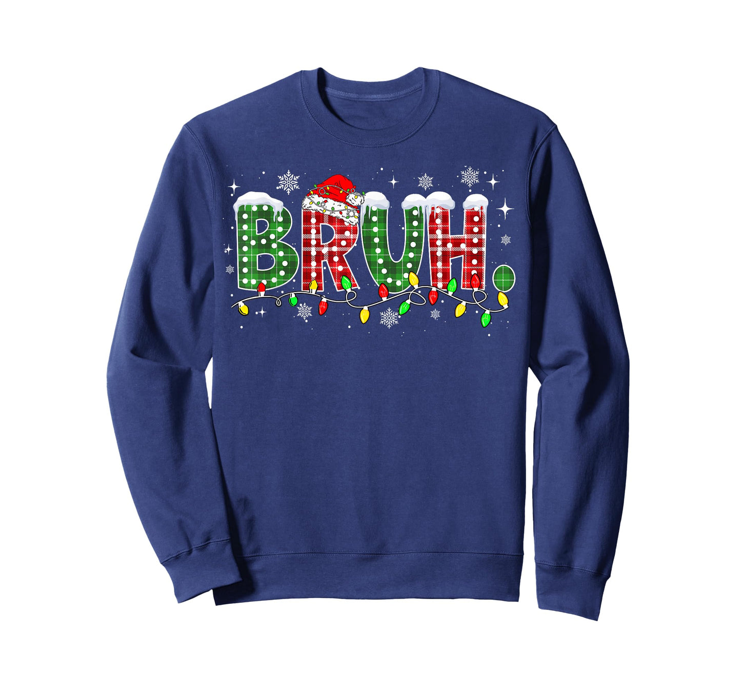 Funny Bruh Christmas Pajamas Plaid Teens Boys Kids Xmas T-Shirt