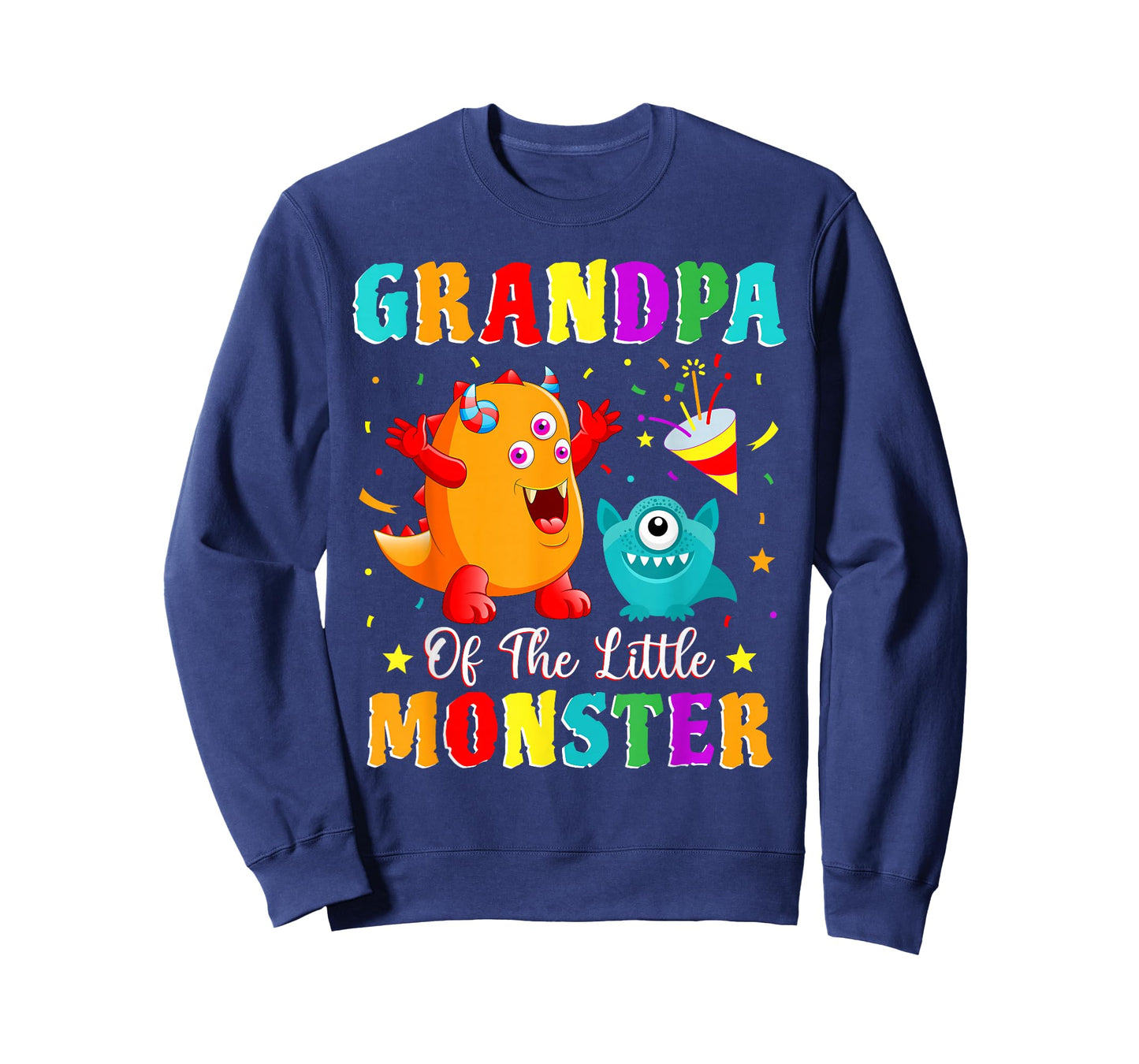 Grandpa Of The Little Monster Family Matching Birthday Party T-Shirt