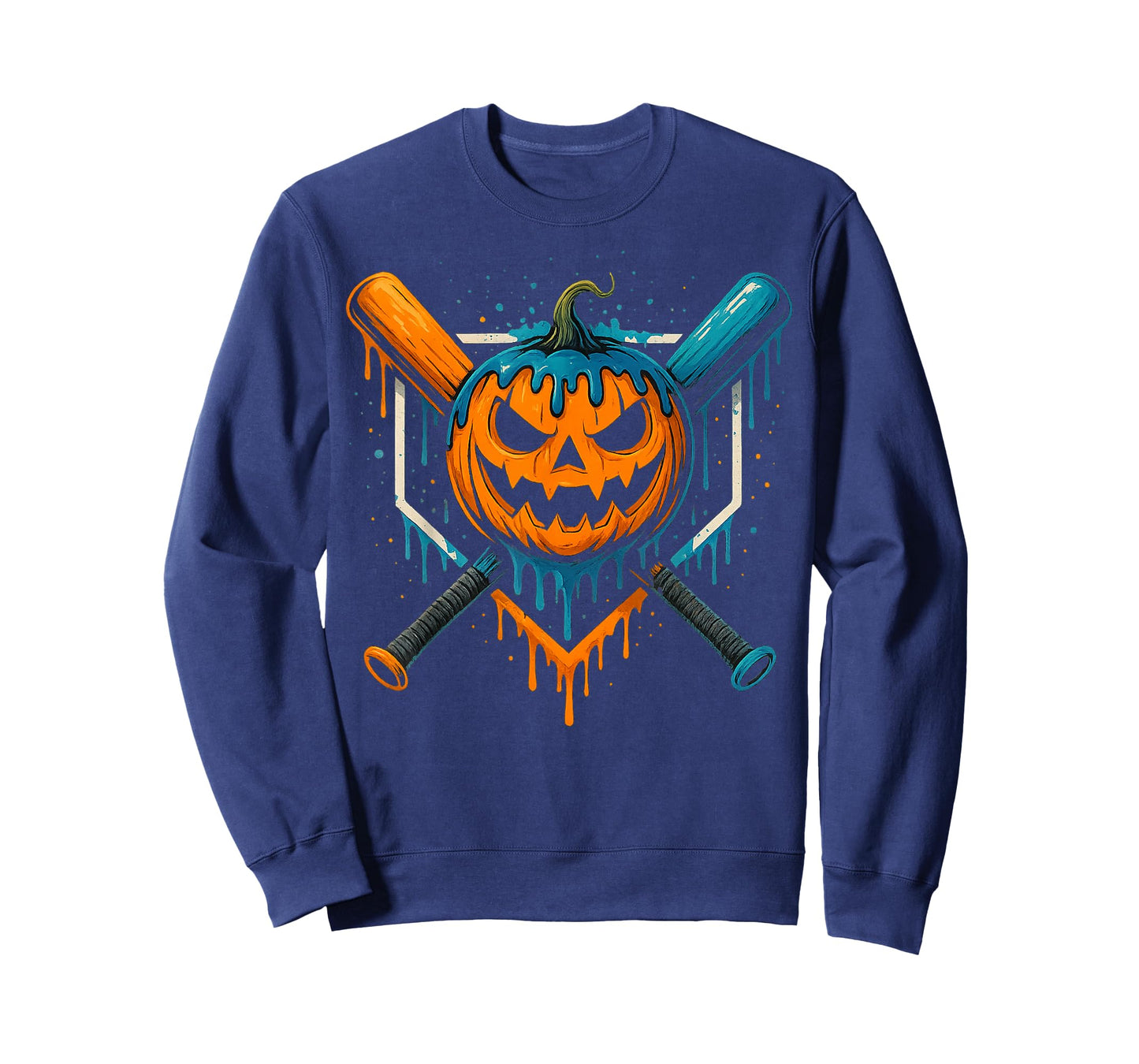 Pumpkin Halloween Baseball Ice Cream Drip Spooky Boys Youth T-Shirt