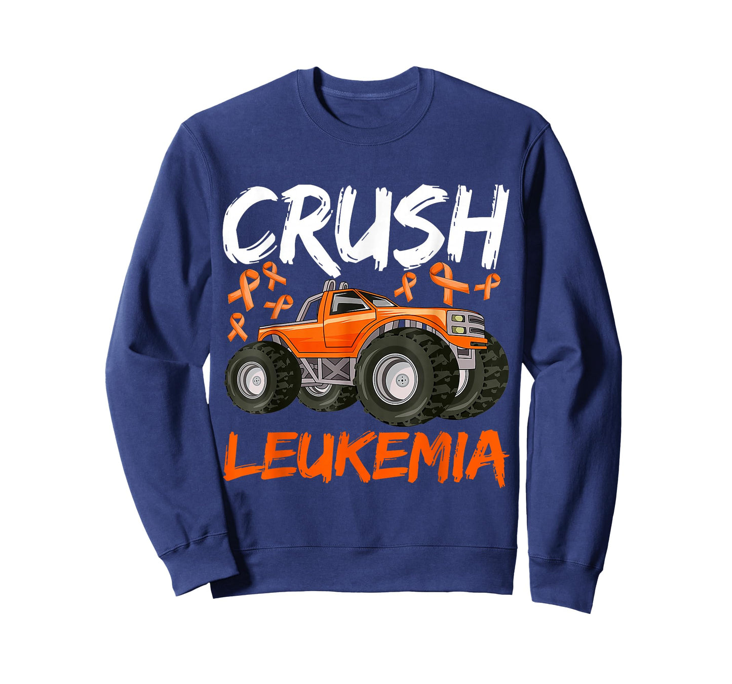 Monster Truck Orange Leukemia Awareness For Boy Kids Toddler T-Shirt