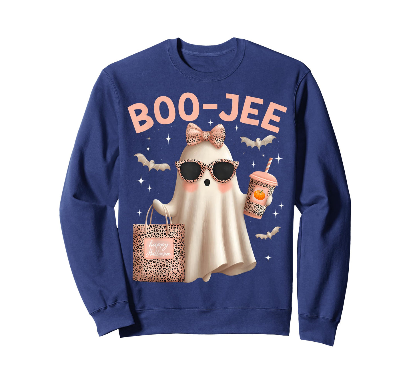 Coquette Leopard Ghost Coffee Boo-JEE Boujee Ghost Halloween T-Shirt
