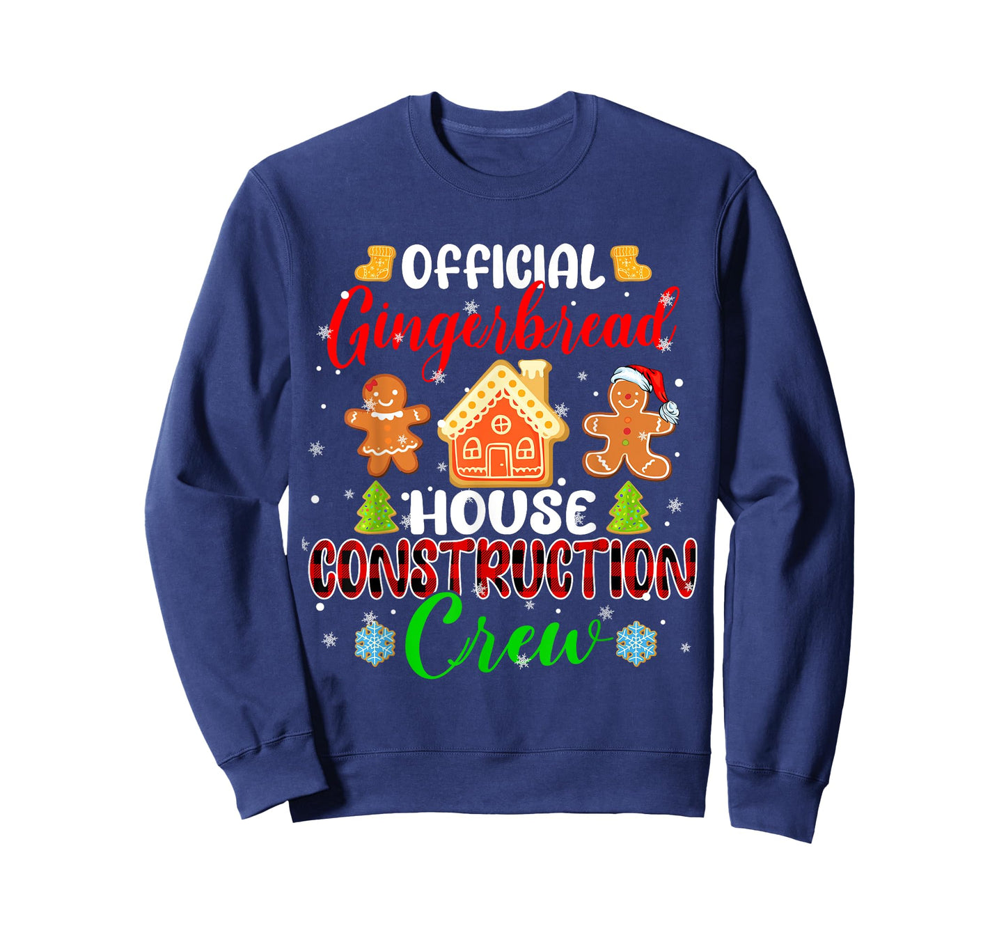 Official Gingerbread House Construction Crew Xmas Red Plaid T-Shirt